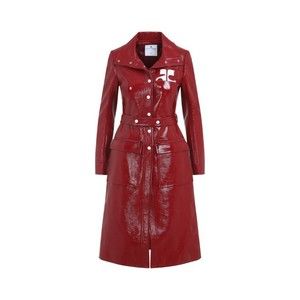 Courrèges Belted Tailored Coat With Glossy Finish - NWT